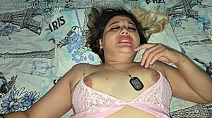 blonde gets fucked before bed in her pajamas