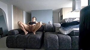 I, the Colombian MILF, masturbating my juicy pussy at my boss's house while he work.