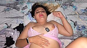 blonde gets fucked before bed in her pajamas