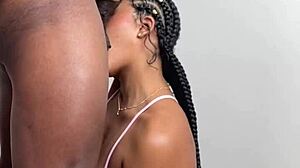 Cute Brunette Model Gives Deepthroat Blowjob to Big Cock