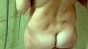 Spying on the neighbor showering heats us up, and I cum from her milf blowjob