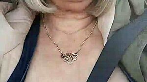 housewife flashes tits outdoors on homemade drive