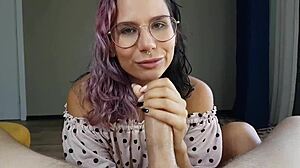 Hot young slut licks and sucks daddy's monster cock before bedtime 😈