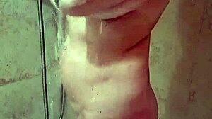 Spying on the neighbor showering heats us up, and I cum from her milf blowjob