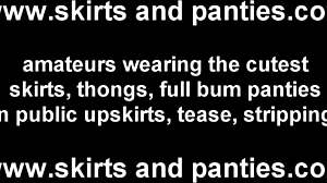 flashing my pussy under skirt and lingerie gets me so excited, feeling the thrill