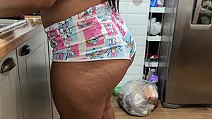 Filming niece washing dishes sexy