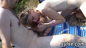 outdoor threesome fucking bitches