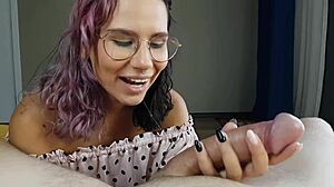 Hot young slut licks and sucks daddy's monster cock before bedtime 😈