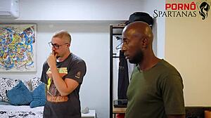 Pretty tanned Brazilian lover bends over for close-up