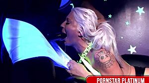 Blonde hoe Leya Falcon uh she gives up her ass bareback to that mocha stud Rob Piper screamin' all the way