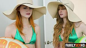 Ginger teen step sisters prepare step brother for springbreak