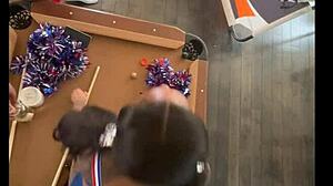 Cheerleader fucks at the pool hall