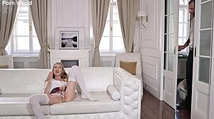 Tiffany Tatum licks cum after deepthroat blowjob and anal pounding in cosplay outfit