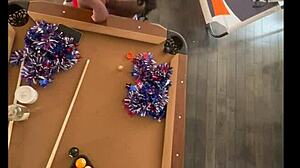 Cheerleader fucks at the pool hall