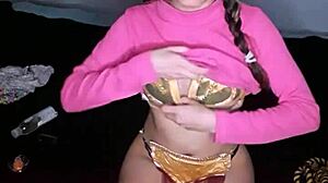 i'm bonneyuwu as leia star wars masturbating with daddy vader's dildo in cute cosplay