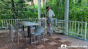 college babe tied up and teased in the bathtub