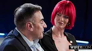 Fiery redheaded hotwife Samantha Sinz loses control over a massive BBC in this intense session.