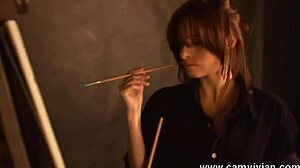 Undressing in Lingerie to Tease Her Puffy Pussy