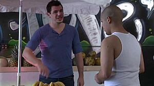 Capri cavalli and carla cox seduce a street vendor with big cock deepthroat and anal doggystyle.