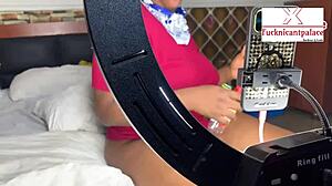 Stepmom and chubby ebony in intense scene on Red Sheer