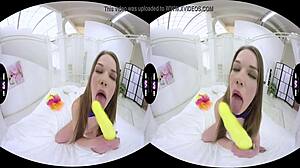 Bow-Tie Naked Sweetie Masturbates with Dildo