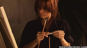 Undressing in Lingerie to Tease Her Puffy Pussy