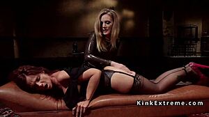 Lesbian gets spanked and tied up