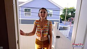 Petite wendy intensely rubs pussy then gets banged