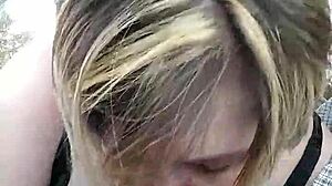 Bbw wife Liz gives roadside blowjob