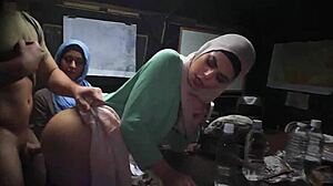 cute teen in uniform sneaks in base for blowjob and orgasm