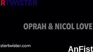 Foxy lesbian babes fist fuck narrowed pussies and anuses while spreading