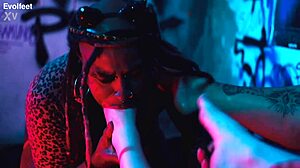 i moan worshipping goddess's feet and toes, choking on her big natural tits, tickling my ass as bbw femdom