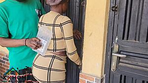 Home delivery service with ebony friend