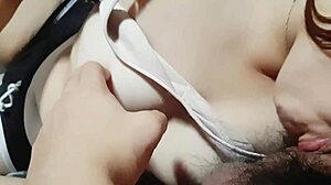 Sexy babe gives sloppy blowjob at home