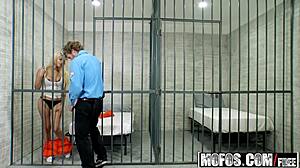 Elizabeth jolie gives nasty blowjob and handjob to uniformed dude in group.