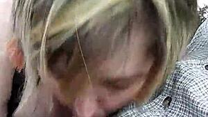 Bbw wife Liz gives roadside blowjob