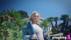 Blake Blossom, the blonde babe with big natural tits, posing naked for Playboy. Want to see?