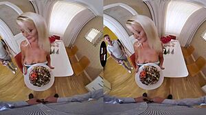 Virtual taboo celebration with blonde and brunette in pov handjob and blowjob 😈