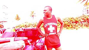 Lifeguard Sucks Monster Cock In Public Outdoor Florida Break With Tongue And Facial