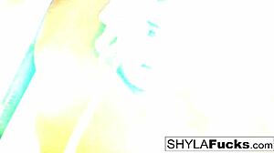 In this rare scene, sexy shyla stylez masturbates solo, showcasing her big tits and nude body