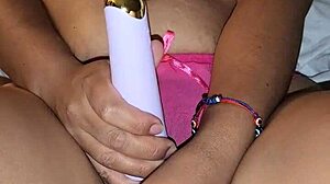Latina milf couples indulge in bedroom play with toys and vibrators. Cum drips on ass