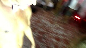 Muscular guy destroys blonde's pussy at carnival