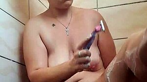 Innocent hot shower shaving legs and armpits