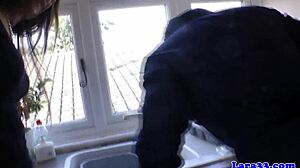 Classy milf pounded by plumber in stockings