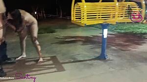 Slut Sucks Big Black Cock In Public Square For All To See.