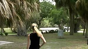 Blonde Milf Slut Flashes Outdoors!