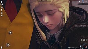 Blonde in white lingerie gets whipped and fucked in Honey Select 2 game