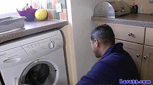 Classy milf pounded by plumber in stockings