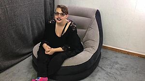 submissive kitten plays with vibrator close up