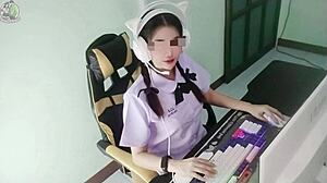 Thai student says, 'Senior is fucking me hard in front of computer!'